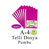 Telli Dosya Plastik A4 10 Lu 1 Paket Poşet Dosyalara Uyumlu Ekonomik Kaliteli Şeffaf Kapak Telli Dosya Okul Büro Ofis - Pembe