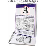 Telli Eskiz Defteri A5 Spiralli 50 Yaprak 1 Adet 120 gr 148X210 mm Karakalem Sketch Book Üstten Açılmalı Ezkiz Defteri - Krem
