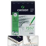 Telli Eskiz Defteri Canson 1557 A3 Spiralli 40 Yaprak 1 Adet 120 gr 297X420 mm Üstten Açılmalı Karakalem Sketch Book - Krem - Standart