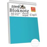 Telli Masaüstü Not Defteri Çizgili A4 1 Adet Masa Üstü Plastik Kapaklı Spiralli Bloknot Blocknote 80 Yaprak Okul Ofis - Açık Mavi