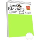 Telli Masaüstü Not Defteri Çizgili A4 1 Adet Masa Üstü Plastik Kapaklı Spiralli Bloknot Blocknote 80 Yaprak Okul Ofis - Açık Yeşil