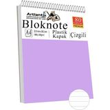 Telli Masaüstü Not Defteri Çizgili A4 1 Adet Masa Üstü Plastik Kapaklı Spiralli Bloknot Blocknote 80 Yaprak Okul Ofis - Lila