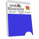 Telli Masaüstü Not Defteri Çizgili A4 1 Adet Masa Üstü Plastik Kapaklı Spiralli Bloknot Blocknote 80 Yaprak Okul Ofis - Mavi