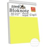 Telli Masaüstü Not Defteri Çizgili A4 1 Adet Masa Üstü Plastik Kapaklı Spiralli Bloknot Blocknote 80 Yaprak Okul Ofis - Sarı