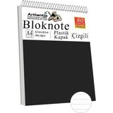 Telli Masaüstü Not Defteri Çizgili A4 1 Adet Masa Üstü Plastik Kapaklı Spiralli Bloknot Blocknote 80 Yaprak Okul Ofis - Siyah