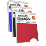 Telli Masaüstü Not Defteri Çizgili A4 3 Adet Masa Üstü Plastik Kapaklı Spiralli Bloknot Blocknote 80 Yaprak Okul Ofis - Çok Renkli - Standart