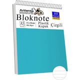 Telli Masaüstü Not Defteri Çizgili A5 Orta Boy 1 Adet Masa Üstü Plastik Kapaklı Spiralli Bloknot Blocknote 80 Yaprak - Açık Mavi