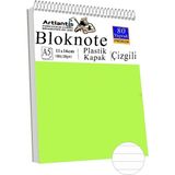 Telli Masaüstü Not Defteri Çizgili A5 Orta Boy 1 Adet Masa Üstü Plastik Kapaklı Spiralli Bloknot Blocknote 80 Yaprak - Açık Yeşil