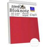 Telli Masaüstü Not Defteri Çizgili A5 Orta Boy 1 Adet Masa Üstü Plastik Kapaklı Spiralli Bloknot Blocknote 80 Yaprak - Kırmızı