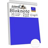 Telli Masaüstü Not Defteri Çizgili A5 Orta Boy 1 Adet Masa Üstü Plastik Kapaklı Spiralli Bloknot Blocknote 80 Yaprak - Mavi
