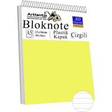 Telli Masaüstü Not Defteri Çizgili A5 Orta Boy 1 Adet Masa Üstü Plastik Kapaklı Spiralli Bloknot Blocknote 80 Yaprak - Sarı