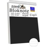 Telli Masaüstü Not Defteri Çizgili A5 Orta Boy 1 Adet Masa Üstü Plastik Kapaklı Spiralli Bloknot Blocknote 80 Yaprak - Siyah