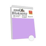 Telli Masaüstü Not Defteri Kareli A4 1 Adet Masa Üstü Plastik Kapaklı Spiralli Bloknot Blocknote 80 Yaprak Okul Ofis - Lila