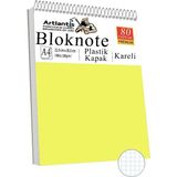 Telli Masaüstü Not Defteri Kareli A4 1 Adet Masa Üstü Plastik Kapaklı Spiralli Bloknot Blocknote 80 Yaprak Okul Ofis - Sarı