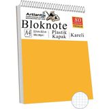 Telli Masaüstü Not Defteri Kareli A4 1 Adet Masa Üstü Plastik Kapaklı Spiralli Bloknot Blocknote 80 Yaprak Okul Ofis - Turuncu