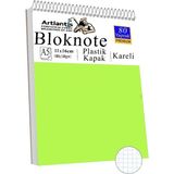 Telli Masaüstü Not Defteri Kareli A5 Orta Boy 1 Adet Masa Üstü Plastik Kapaklı Spiralli Bloknot Blocknote 80 Yaprak Büro - Açık Yeşil