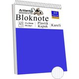 Telli Masaüstü Not Defteri Kareli A5 Orta Boy 1 Adet Masa Üstü Plastik Kapaklı Spiralli Bloknot Blocknote 80 Yaprak Büro - Mavi