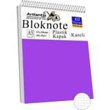Telli Masaüstü Not Defteri Kareli A5 Orta Boy 1 Adet Masa Üstü Plastik Kapaklı Spiralli Bloknot Blocknote 80 Yaprak Büro - Mor
