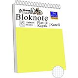 Telli Masaüstü Not Defteri Kareli A5 Orta Boy 1 Adet Masa Üstü Plastik Kapaklı Spiralli Bloknot Blocknote 80 Yaprak Büro - Sarı
