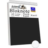 Telli Masaüstü Not Defteri Kareli A5 Orta Boy 1 Adet Masa Üstü Plastik Kapaklı Spiralli Bloknot Blocknote 80 Yaprak Büro - Siyah