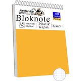 Telli Masaüstü Not Defteri Kareli A5 Orta Boy 1 Adet Masa Üstü Plastik Kapaklı Spiralli Bloknot Blocknote 80 Yaprak Büro - Turuncu