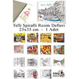 Telli Resim Defteri 15 Yaprak 25X35 cm 1 Adet Artlantis Spiralli Orta Boy Telli Resim Defteri Karton Kapak 110 gr Okul - Beyaz