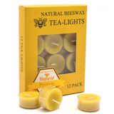 TELOSMA Doğal Sarı Balmumu Tealight Mumlar - 12pcs - Organik Mum Doğal Koku Dumansız Temiz Yanan