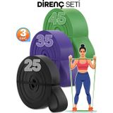 Telvesse 25 + 35 + 45 KG 3'lü SET Barfiks Lastiği Gym Resistance Band Antrenman Kas Geliştirme Bandı