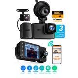 Telvesse 3 Kameralı Wifi Ekran Araç Kamerası FullHD Geniş Ön + Arka + Araç İçi Kamera Hareket Sensörü EF1313