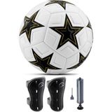 Telvesse 3lü Set Futbol Topu Tekmelik Şampiyonlar Ligi Pompalı Sert Zemin Halı Saha Futbol Topu New Black No5 - Siyah