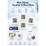 Telvesse 4 Adet Mini Sıcaklık Nem Ölçer LCD Ekran Oda Termometre Duvara Takılabilen Masaüstü Higrometre Beyaz