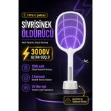 Telvesse 7/24 Şarjlı Elektrikli Sinek Raketi Standlı Sivrisinek Haşere Öldürücü Sineklik Haşere Aleti D028 - 1 lt