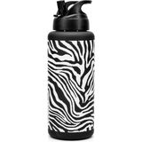 Telvesse Büyük Su Matarası Tritan Pipetli Su Şişesi Zebra Spor Matarası Suluğu Bpasız 1000 ml Siyah 0112 - Beyaz - 1 Adet