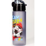 Telvesse Çocuk Su Matarası Tritan Pipetli Su Şişesi Futbol Okul Suluğu Pipetli BPA'sız 550 mL Gri T0101