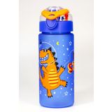 Telvesse Çocuk Su Matarası Tritan Pipetli Su Şişesi Geniş Ağız Dinozor Okul Suluğu BPAsız 500mL Mavi T0108