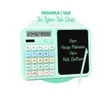 Telvesse LCD Ekran Yazı Tahtalı Hesap Makinesi 12 Haneli Tabletli Hesap Makinesi Pastel Yeşil