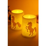 Telvesse Led Mum Bardak Tipi Pilli Dumansız Alevli Dekoratif Yapay Mum Işıldak Dekor Lambası 10 cm (2'li Unicorn)
