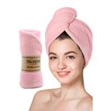 Telvesse Mikrofiber Saç Havlusu Plaj Deniz Havuz Bonesi Banyo Saç Kurutma Baş Havlusu Pembe