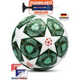 Telvesse Profesyonel Futbol Topu No5 Yeşil 2025 Şampiyonlar Ligi Sert Zemin Halı Saha Pompalı