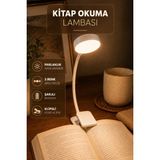 Telvesse Şarjlı Ayarlı Klipsli Mini Kitap Okuma Lambası Mandallı Işık Masa Lambası Kitap Okuma Işığı AV3310 - Beyaz