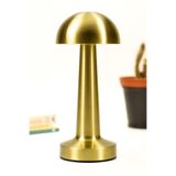 Telvesse Şarjlı Mantar Masa Lambası Metal Dokunmatik 3 Işık Parlaklık Ayarlı Gece Masa Üstü Lamba Gold A4