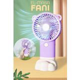 Telvesse Şarjlı Telefon Standlı Mini El Fanı Seyahat Masaüstü Vantilatör Taşınabilir Mini Fan Mor 0808
