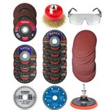 Telvesse Spiral Avuç İçi Taşlama Makinesi Matkap Seti 115 mm 27 Parça – Kesme Taşı, Cırt Zımpara, Flap Disk, Çanak Tel Fırça, Matkap Adaptörü ve Koruyucu Gözlük Dahil