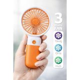 Telvesse Standlı 3 Mod Şarjlı El Fanı 5 Kademe Seyahat Masaüstü Vantilatör Taşınabilir Mini Fan Turuncu F139