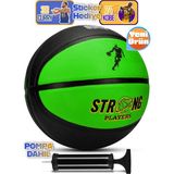 Telvesse Strong Basketbol Topu Pompalı Full Kauçuk Dayanıklı Deep Channel Kabartma No:7 B12 Yeşil - 7 Numara