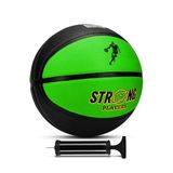 Telvesse Strong Basketbol Topu Pompalı Full Kauçuk Dayanıklı Deep Channel Kabartma No:7 B12 Yeşil