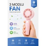 Telvesse Turbo 3 MOD Şarjlı El Fanı 3 Kademe Seyahat Masaüstü Vantilatör Taşınabilir Mini Fan Pembe F130
