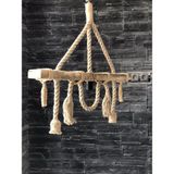 Tema Design Halat Eskitme Kütük Üçlü Ahşap Avize - Krem - 3