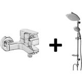 Tema Eca Niobe Banyo Bataryası + Tema Rain Bianco Tepe Duş Seti