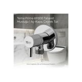 Tema Prima Taharet Musluğu 69300 Aç Kapa Çeyrek Tur Banyo Tuvalet Krom Ara Musluk(1/2-3/8)
